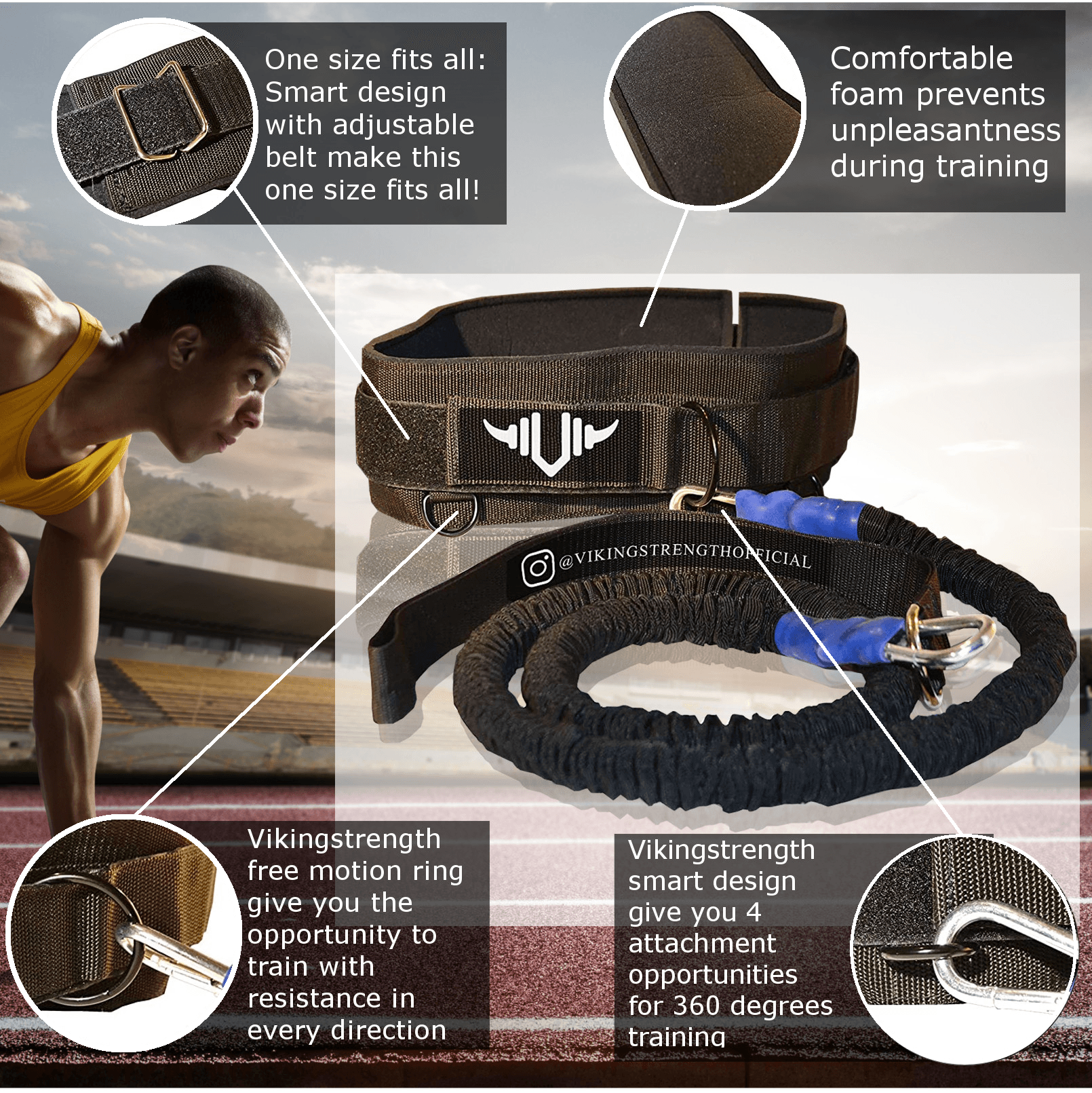 360° Resistance Running Training Bungee Band - Vikingstrength
